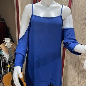AMO Royal Blue Cold Shoulder Blouse